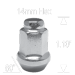 ATV CONICAL SEAT CLOSED CHROME LUGNUT 14MM HEX 3/8